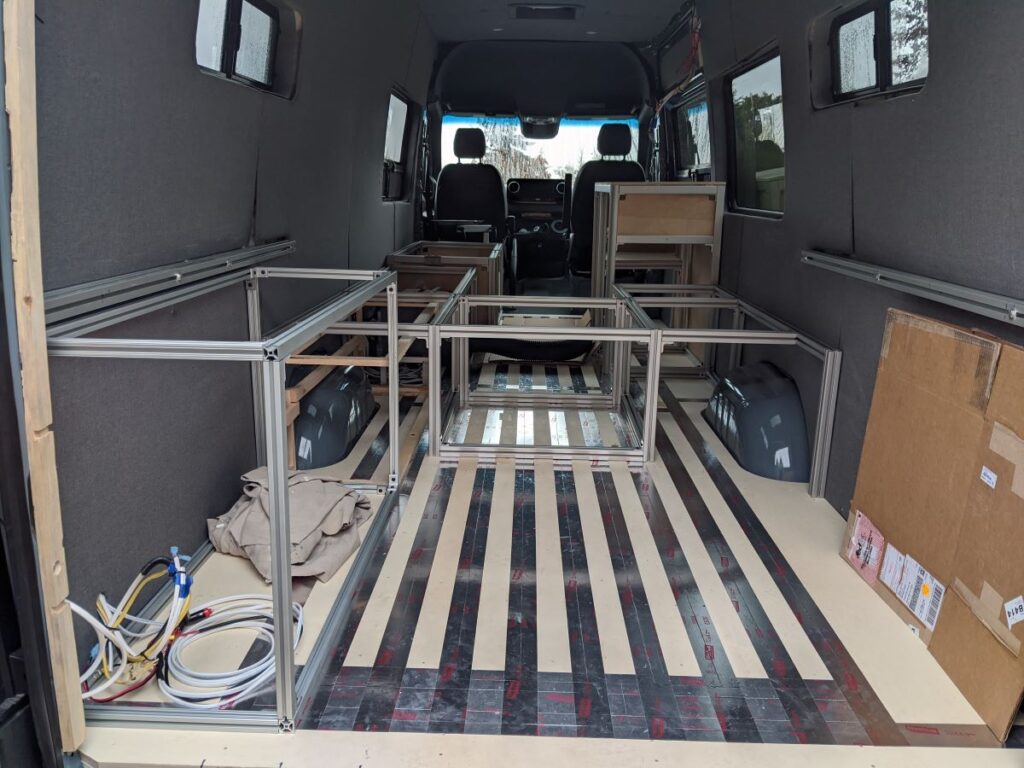 van layout rough-in with 80/20