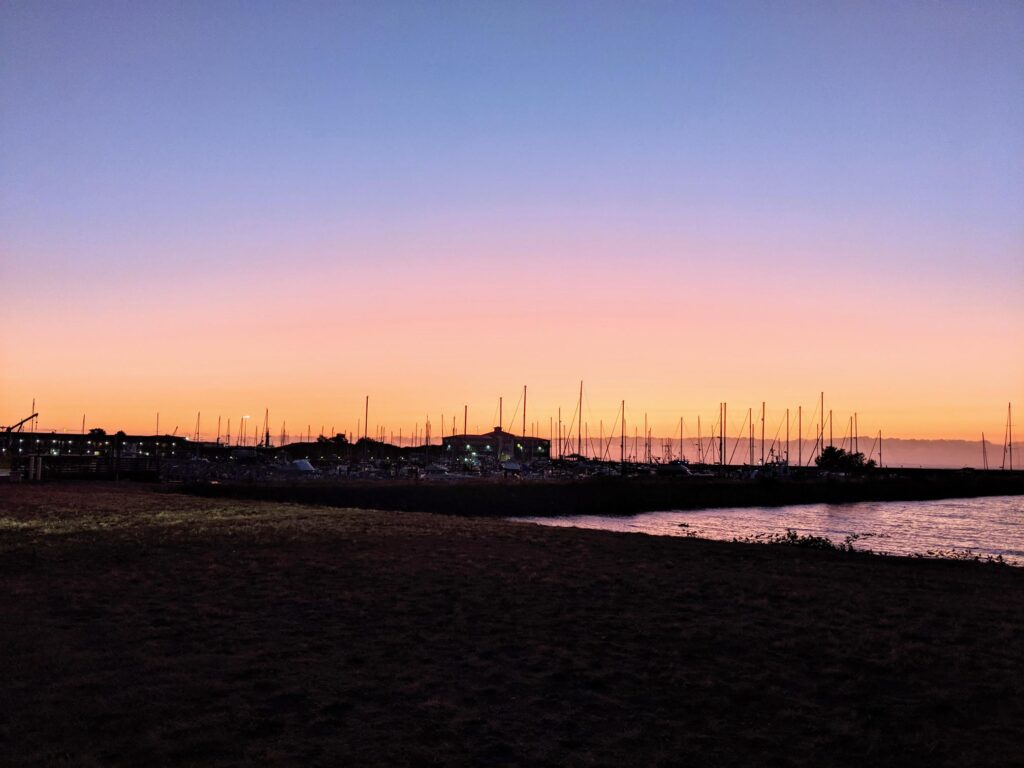 Sunset over West Basin Marina Astoria Oregon